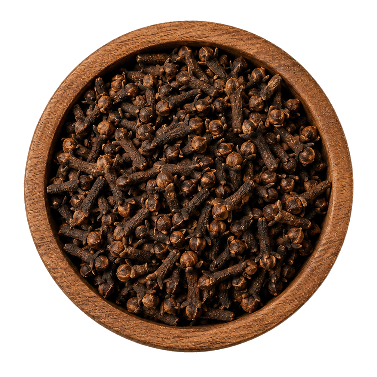 Whole cloves in a wooden bowl